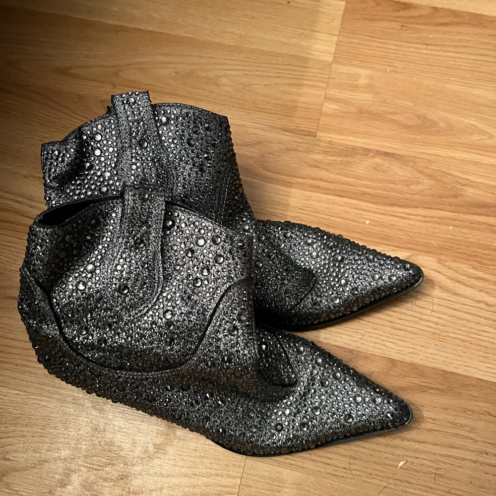 Jessica Simpson Black Rhinestone Ankle Boots